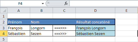 Excel - Comment fusionner le contenu de 2 cellules