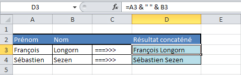 Excel : Comment fusionner le contenu de 2 cellules